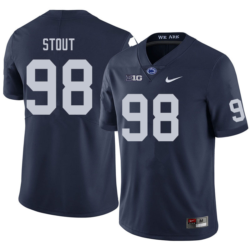 Men #98 Jordan Stout Penn State Nittany Lions College Football Jerseys Sale-Navy